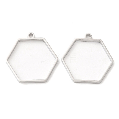 Non-Tarnish 304 Stainless Steel Open Back Bezel Hexagon Pendants LS-STAS-Z040-12P-1