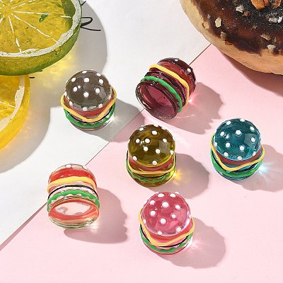 6Pcs 6 Colors Resin Cabochons RESI-CJ0004-27-1