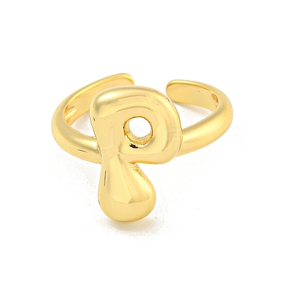 Brass Letter Open Cuff Rings for Women RJEW-G313-01P-G-1
