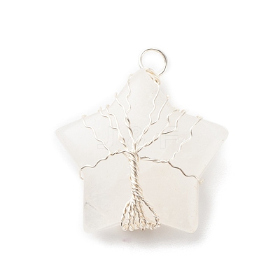 Natural Quartz Crystal Pendants PALLOY-JF01635-02-1