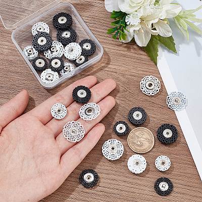 24 Sets 6 Style Zinc Alloy Snap Buttons BUTT-NB0001-49-1