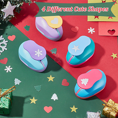 4Pcs 4 Colors Plastic Craft Punch for Scrapbooking & Paper Crafts TOOL-FG0001-11-1