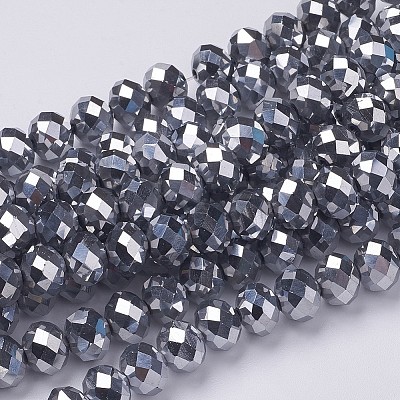 Electroplate Glass Beads Strands X-GR7X10MMY-S-1