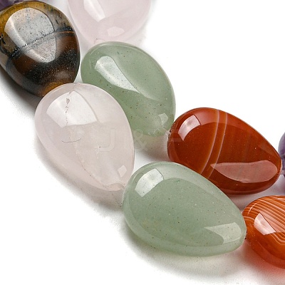 Natural Amethyst & Rose Quartz & Red Agate & Green Aventurine & Tiger Eye Beads Strands G-L242-14-1