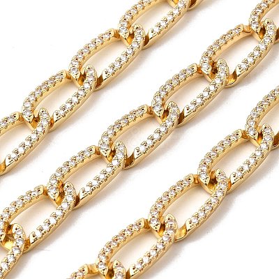 Brass Micro Pave Clear Cubic Zirconia Curb Chains KK-A266-26G-1
