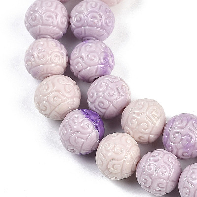Synthetic Shell Dyed Carved Beads Strands SHEL-K007-12-1