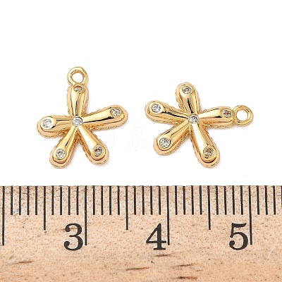Brass Micro Pave Clear Cubic Zirconia Charms KK-B160-15G-1