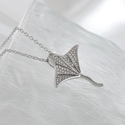 Ocean Summer Brass Pave Clear Cubic Zirconia Pendant Necklaces FS-WG82AA1-02-1