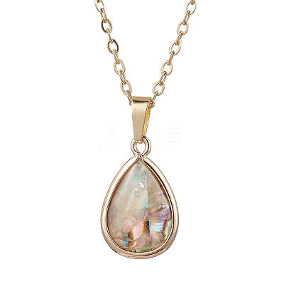 Natural Paua Shell Pendant Necklaces NJEW-JN05141-04-1