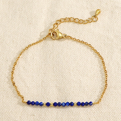 Natural Lapis Lazuli Beads Link Bracelets AL8612-6-1