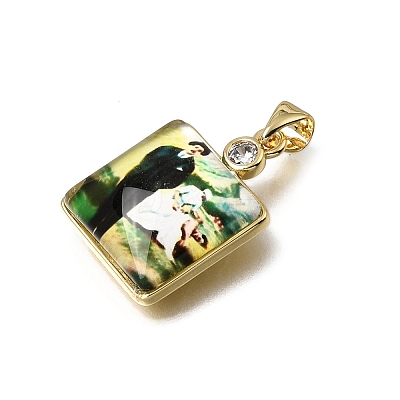 Religion Brass Micro Pave Clear Cubic Zirconia Pendants KK-C262-01G-1