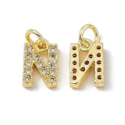Real 18K Gold Plated Brass Micro Pave Clear Cubic Zirconia Charms KK-E068-VB452-N-1