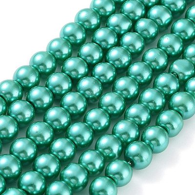 Baking Paint Pearlized Glass Pearl Round Bead Strands HY-Q330-8mm-29-1