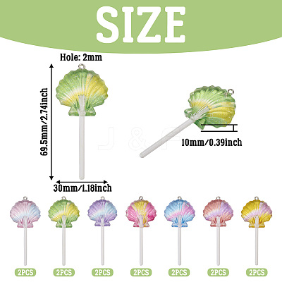 14Pcs 7 Colors Gradient Color Transparent Resin Big Pendants FIND-TA0004-65-1