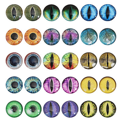30Pcs 15 Colors Luminous Self Adhesive Glass Eyes Cabochons DIY-CA0006-27B-1
