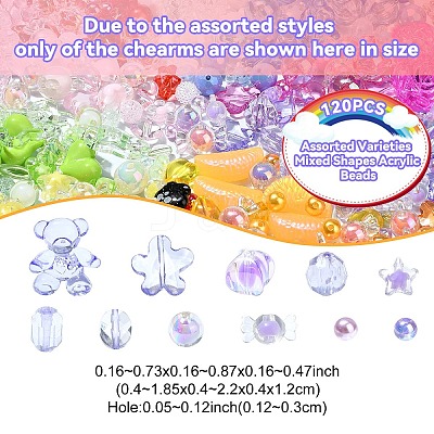 120Pcs 12 Styles Mixed Styles Acrylic Beads MACR-YW0003-05A-1