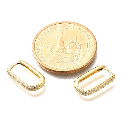Oval Brass Micro Pave Clear Cubic Zirconia Stud Earrings EJEW-C126-11G-1
