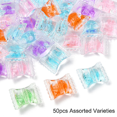 50Pcs Transparent Acrylic Beads OACR-YW0002-13-1