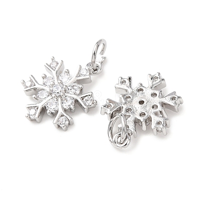 Rack Plating Brass Micro Pave Clear Cubic Zirconia Pendants KK-B093-04A-P-1