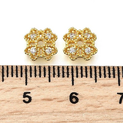 Flower Brass Micro Pave Cubic Zirconia Bead Caps KK-K300-01E-G-1