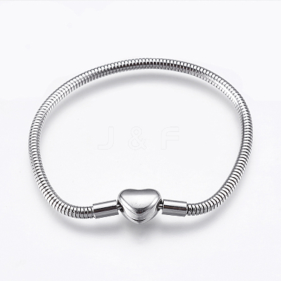 Tarnish Resistant 304 Stainless Steel European Style Round Snake Chains Bracelet Making STAS-I097-004B-P-1