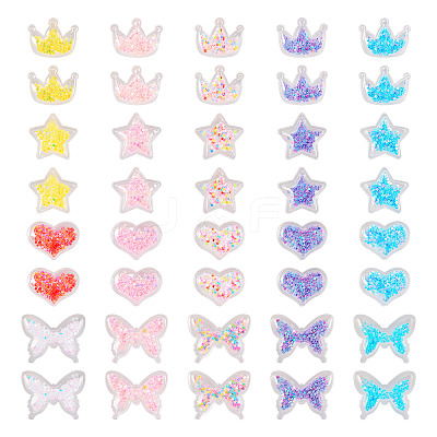 40Pcs 20 Style Crown/Star/Heart/Bowknot Plastic Cabochons KY-TA0001-27-1