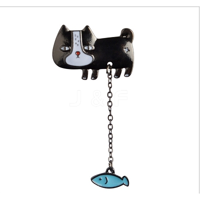 Creative Zinc Alloy Kitten Brooches JEWB-R014-03B-1