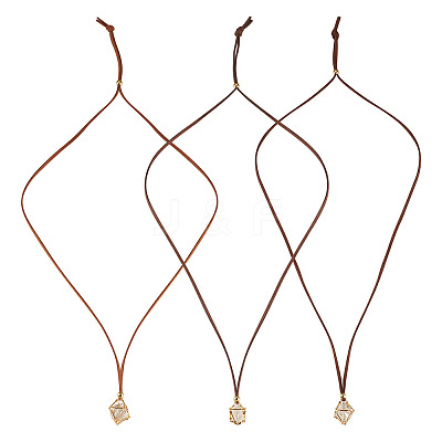 3Pcs Faux Suede Macrame Pouch  Pendant Necklaces NJEW-TAC0051-01-1