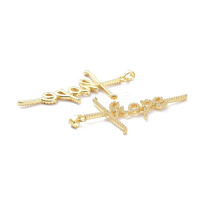 Brass Micro Pave Clear Cubic Zirconia Pendants KK-D004-25G-1