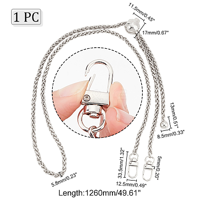 Adjustable Alloy Wheat Chain Bag Handles FIND-WH0061-54P-1