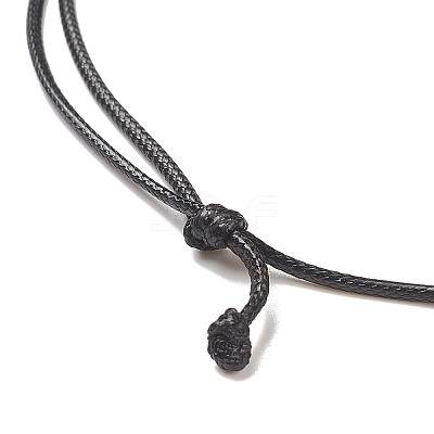Natural & Synthetic Mixed Gemstone Bullet Pendant Necklace with Waxed Cords for Women NJEW-M196-02-1
