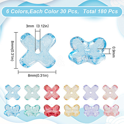 180Pcs 6 Colors Transparent Spray Painted Glass Beads GLAA-HY0001-25-1