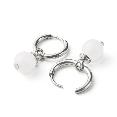 Natural White Jade Beads Earrings for Girl Women Gift EJEW-JE04607-03-1