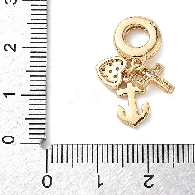 Brass Micro Pave Clear Cubic Zirconia European Dangle Charms KK-D502-04G-1
