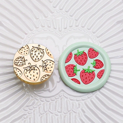 Golden Tone Round Wax Seal Brass Stamp Heads AJEW-Z034-01G-18-1