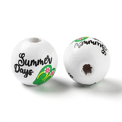 Summer Theme Printed Wood European Beads WOOD-M010-06C-1