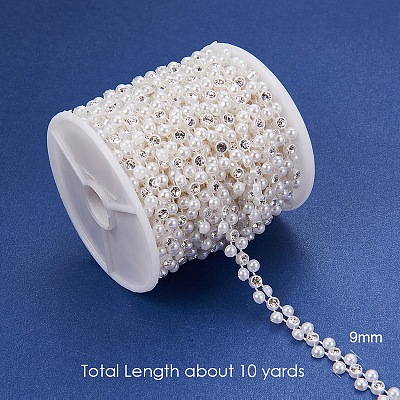 Flower ABS Plastic Imitation Pearl Beaded Trim Garland Strands CHAC-R001-01-1