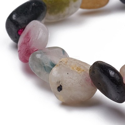 Natural Multicolor Tourmaline Stretch Beaded Bracelets BJEW-K213-C15-1