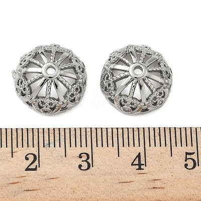 Brass Micro Pave Clear Cubic Zirconia Bead Caps KK-S350-09P-1