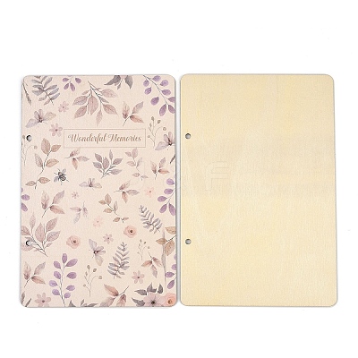 Printed Wooden 2-Ring Loose Leaf Binder Postcard Photo Album Cover DIY-XCP0003-83A-1