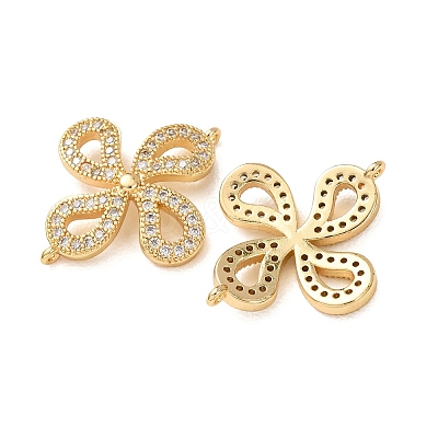 Brass Micro Pave Clear Cubic Zirconia Connector Charms CU-CBA4579-14G-1