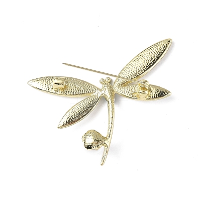 Rhinestonoe Dragonfly with Plastic Imitation Pearl Brooch Pin JEWB-I020-02LG-1