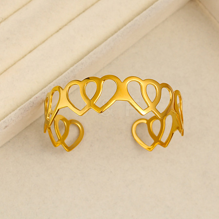 304 Stainless Steel Cuff Bangles BJEW-S172-01G-1