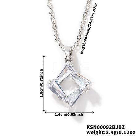 Crystal Cute Geometric Rhombus Rhinestone Pendant Necklaces LZ2991-1-1