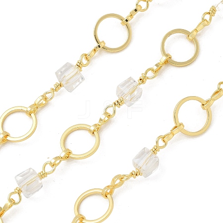 Rack Plating Brass Glass Link Chains CHC-P012-10G-01-1