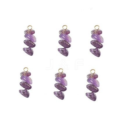 Natural Amethyst Chip Pendants PALLOY-TAC0052-03-1