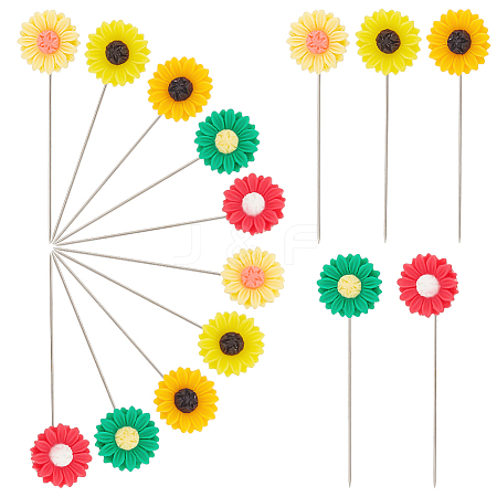 50Pcs 5 Colors Sunflower Iron Head Pins DIY-AB00039-1