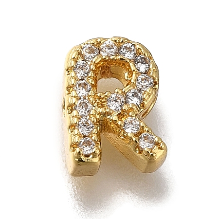 Rack Plating Brass Micro Pave Clear Cubic Zirconia Beads KK-G500-30G-R-1