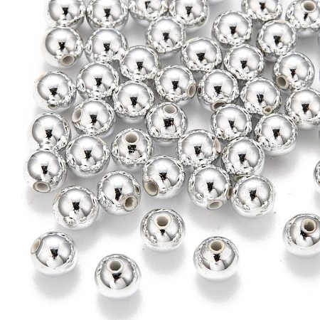 Plating Plastic Acrylic Round Beads X-PACR-L003-8mm-S-1