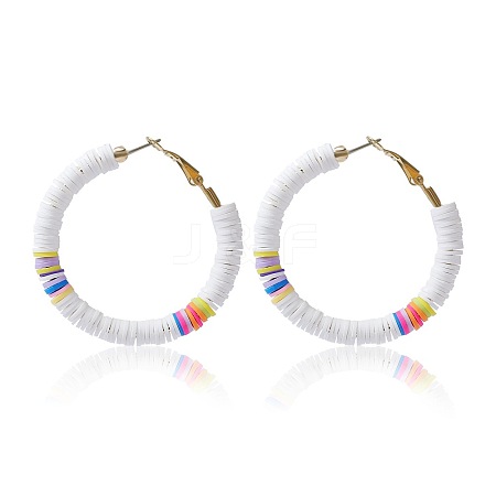 Bohemia Style Colorful Clay Beads Hoop Earrings JQ3310-10-1